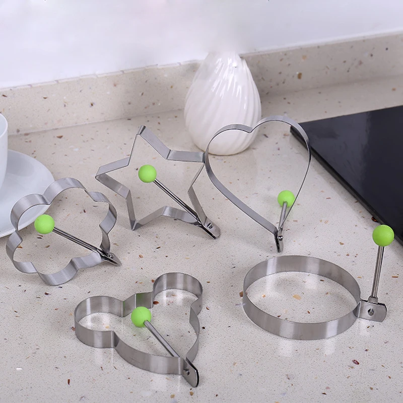 5pcs/Lot Stainless Steel Omelette Egg Mold DIY Frying Egg Rings Heart Round Flower Star Mouse Shaped Cooking Tools