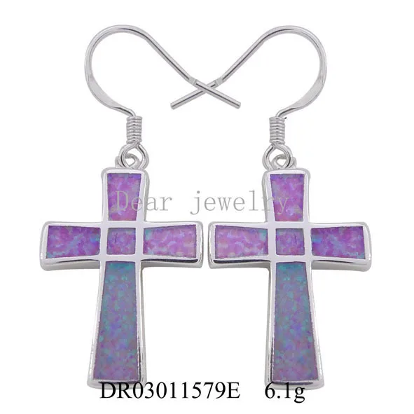 

Fashion jewelry 2015 Hot sales OPAL Cross Earrings Rhodium plating hook Opal earring DR03011579E-A Free shipping