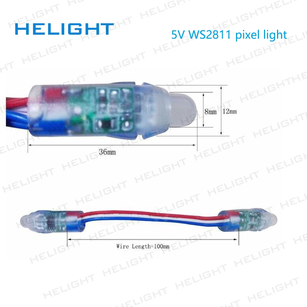 50 пикселей/шт DC5V 12 мм IC струнный светильник WS2811 цифровой полноцветный пиксельный