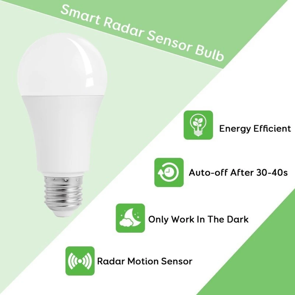 Sensor Radar Light Bulb 220V PIR Motion 5W 7W 9W 12W Ampoule LED E27 Sensor Smart LED Lamp Auto OFF/ON 5500-7000K