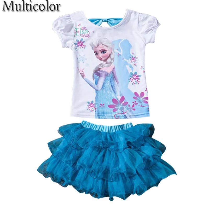 

New Arrival Dresses Girls Princess Anna Elsa Cosplay Costume Kid's Party Dress Kids Girls Clothes Cartoon Custom Summer