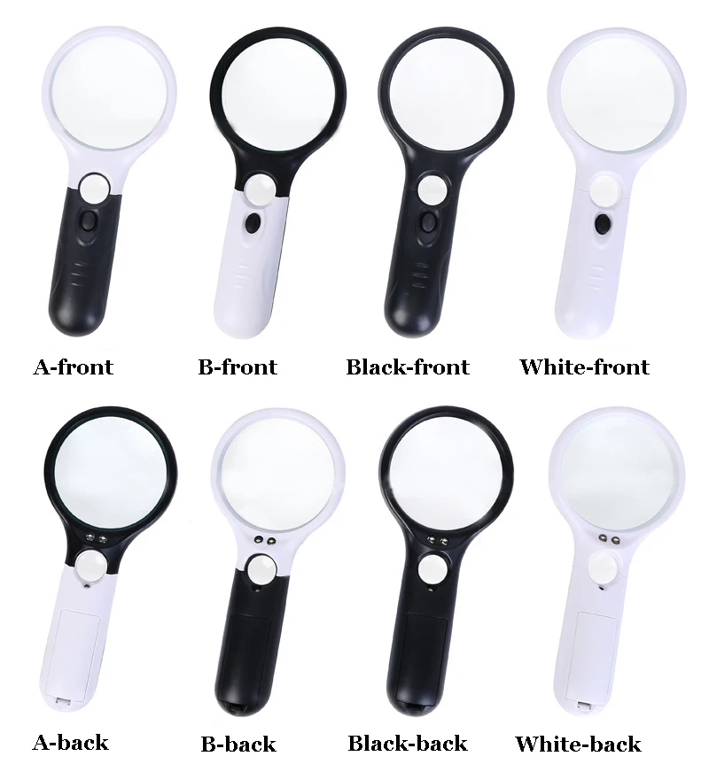 2019 Magnifier 3 LED Light, Marrywindix 3X 45X Handheld Magnifier Reading Magnifying Glass Lens Jewelry Loupe White and Black-6902AB