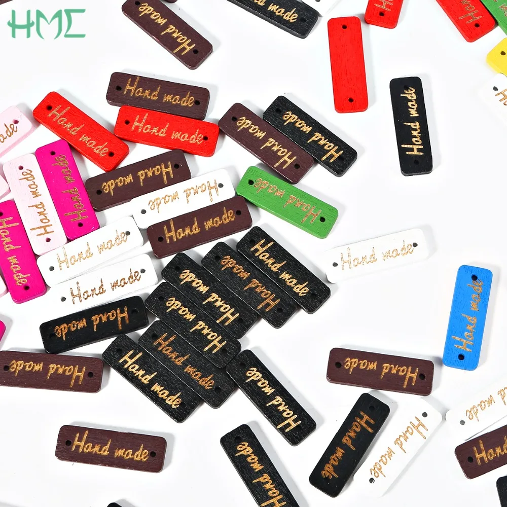 

50Pcs Hand Made Wooden Spacer Beading Beads Labels for Jewelry Making Handmade Tags DIY Crafts Connectors Sewing Decoration