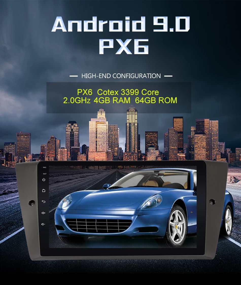 Discount Eunavi Android 9.0 4G Car DVD PLAYER For BMW E90 GPS stereo audio navigation multimedia screen head unit PX6 with HDMI 2