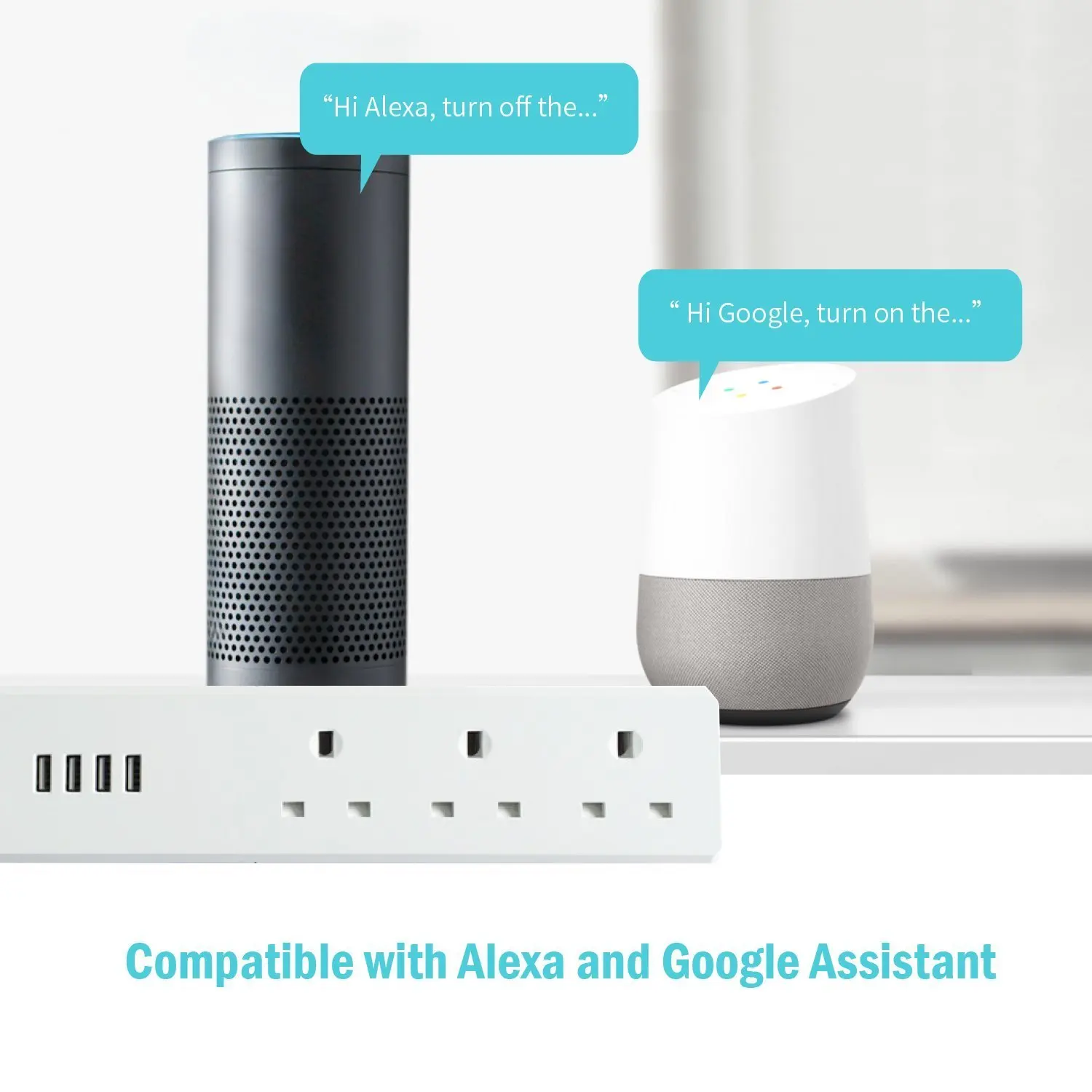 Мульти WiFi Smart power Strip стабилизатор напряжения UK Электрический Штекерный адаптер розетка 3 розетки 4 USB порта работа с Alexa Google Home