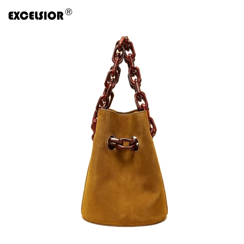 

EXCELSIOR New Acrylic Women's Bag Casual Pu Leather Handbag with Large Capacity Bucket Tote Bag High Quality Crossbady Handbag