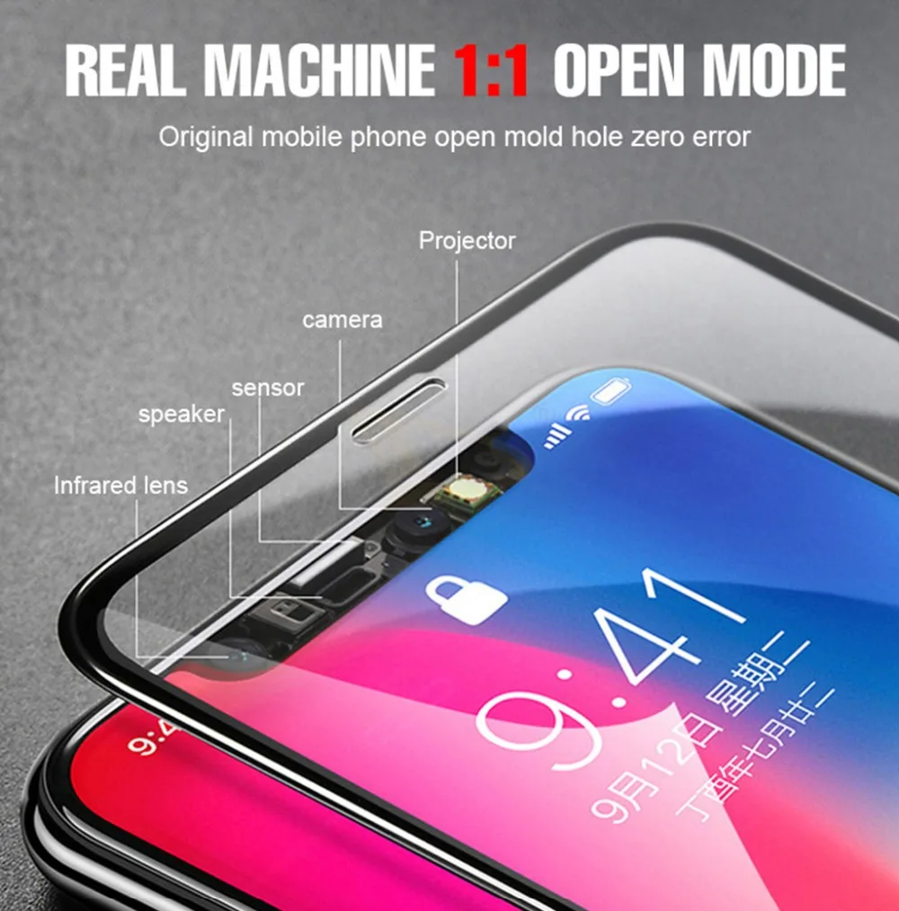 Закаленное стекло с полной проклейкой 10 D для iPhone X XR Защитная пленка экрана apple