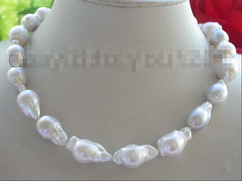 

Genuine Natural 23mm White Reborn Keshi Pearl Necklace 14KGP #f1527!