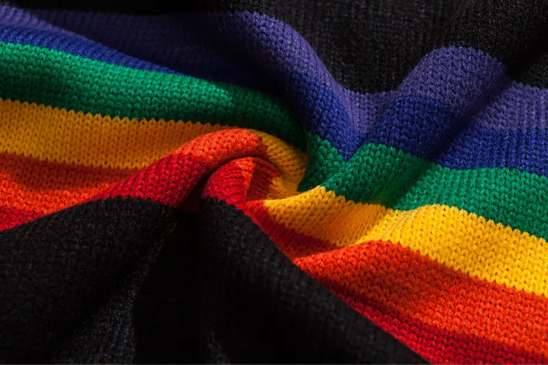 Rainbow Striped Knitted Pullover Sweaters 6