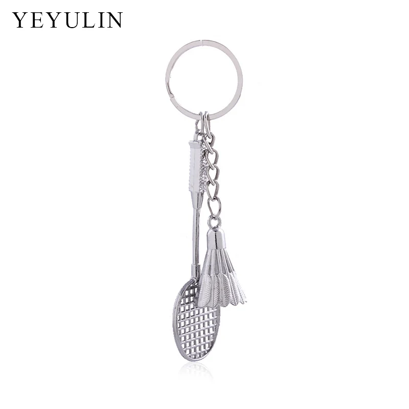 

High Quality Creative Silver Bronze Color Alloy 3D Model Badminton Keychains For Women Men Keyring