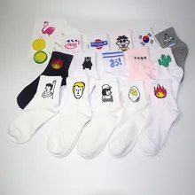 Женские Носки с рисунком с персонажами из мультфильмов хлопковые носки Harajuku милые носки унисекс носки скейтбордиста мода модный принт с рисунком животных и носки