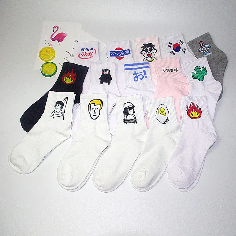 Женские Носки с рисунком персонажами из мультфильмов хлопковые носки Harajuku милые