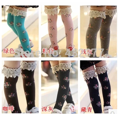 Cotton Lace Girls Boot Socks Leg Warmers Princess Long Floral Children