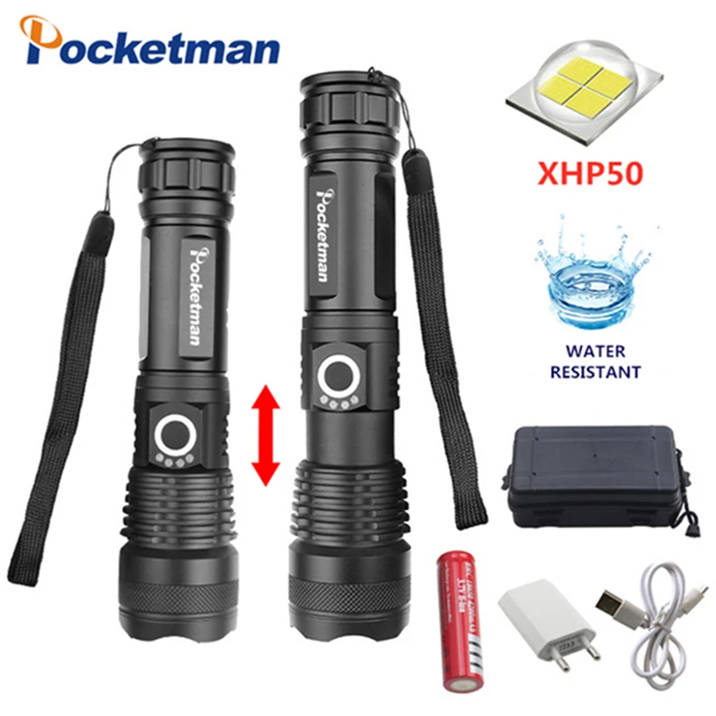 

30000 lumens xhp50.2 most powerful flashlight usb Zoomable LED torch xhp50 18650 Rechargeable battery hunting z90