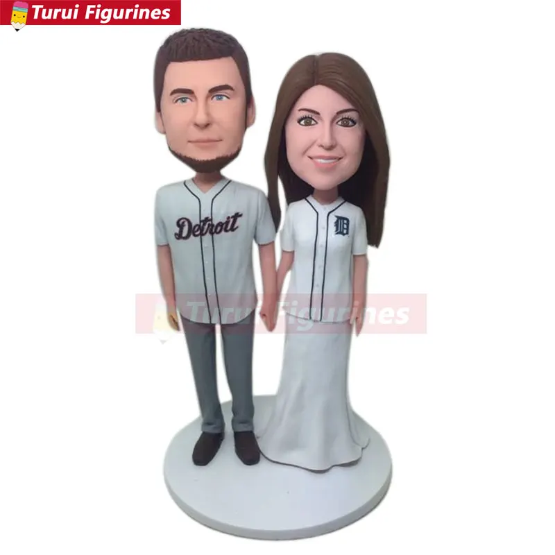 

Detroit Tigers Custom Bobble Head Girlfriend Boyfriend Gift Personalized Clay Figurine Baseball Wedding Cake Topper Tigers Perso