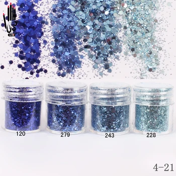 

Nails 1 Jar/Box 10ml 4 Dark Navy Blue Mix Nail Glitter Powder Sequins Powder For Nail Art Decoration Optional 300 Colors 4-21
