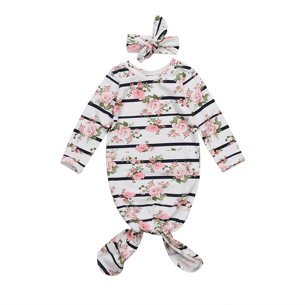Новая модная Милая Одежда для маленьких девочек Комбинезон с сумкой для сна, повязка на голову, хлопковая одежда для новорожденных из 2 предметов, лидер продаж, 0-18 месяцев