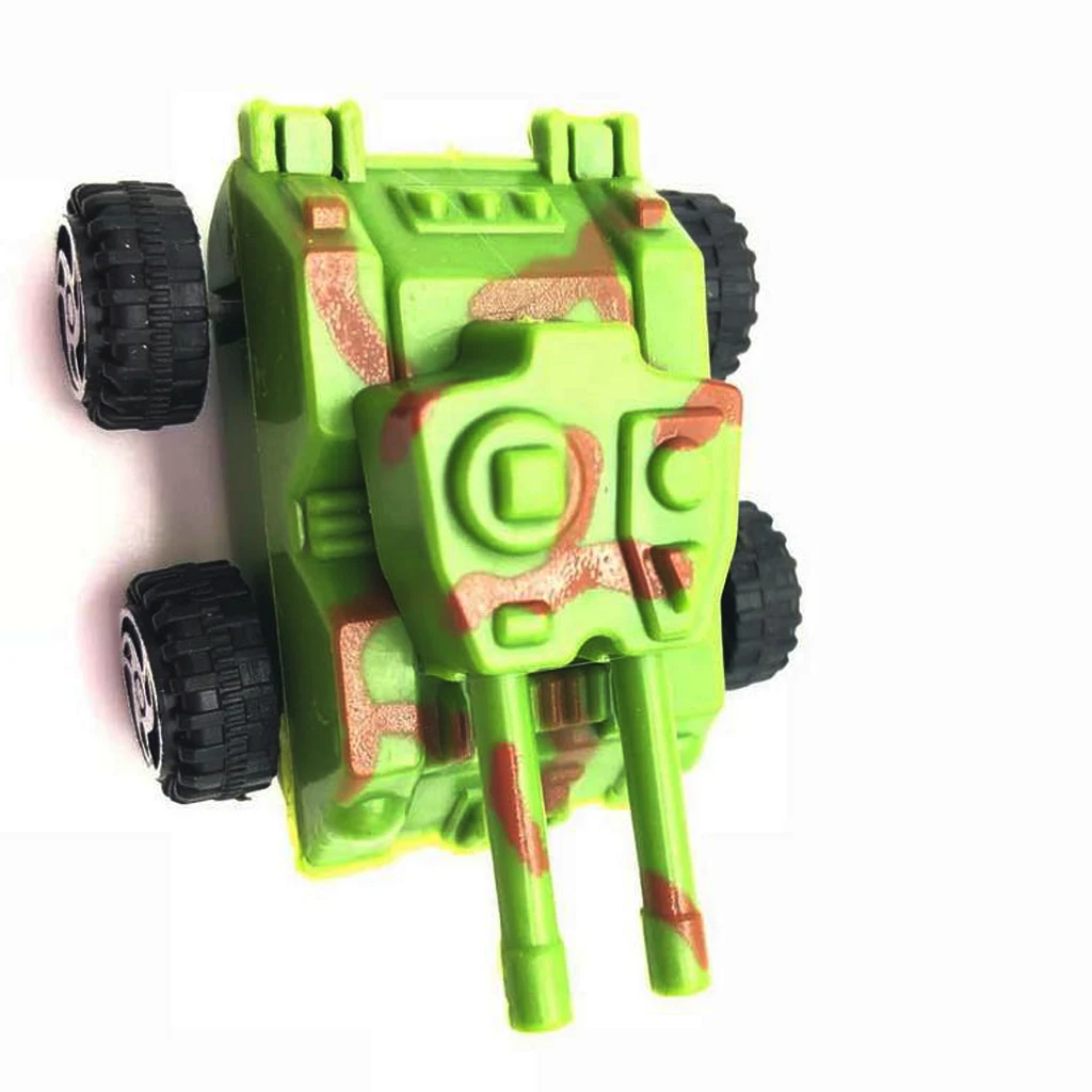 6pcs Pull Back Plastic Army Tank Model Vehicle Car Toys Soldiers Playset Accs Kids Hobbies Xmas Gifts