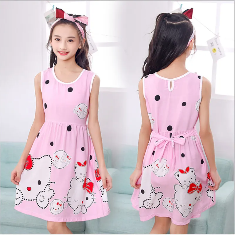 Girls night dress Summer pink Princess cartoon Dresses