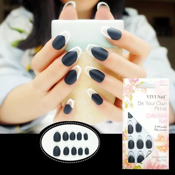 

Matte French False Nails Fashion Transparent designs 24pcs/set Faux Ongle Full Cover Ballerina Coffin Nails Art Tips for party