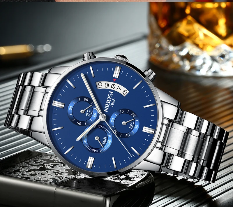 NIBOSI Men Watch Chronograph Sport Mens Watches Top Brand Luxury Waterproof Full Steel Quartz Gold Clock Men Relogio Masculino (17)