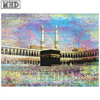

5d diamond painting mosque muslim abstract sticker diy full square 3d diamond embroidery islamic ramadan festival gift