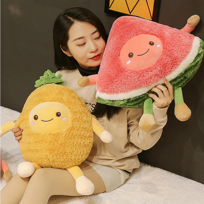 Kawaii Fuzzy Watermelon Cherry Pineapple Fruits Soft Plush Cute Toys Stuffed Dolls Pillow for baby kids children girl gifts