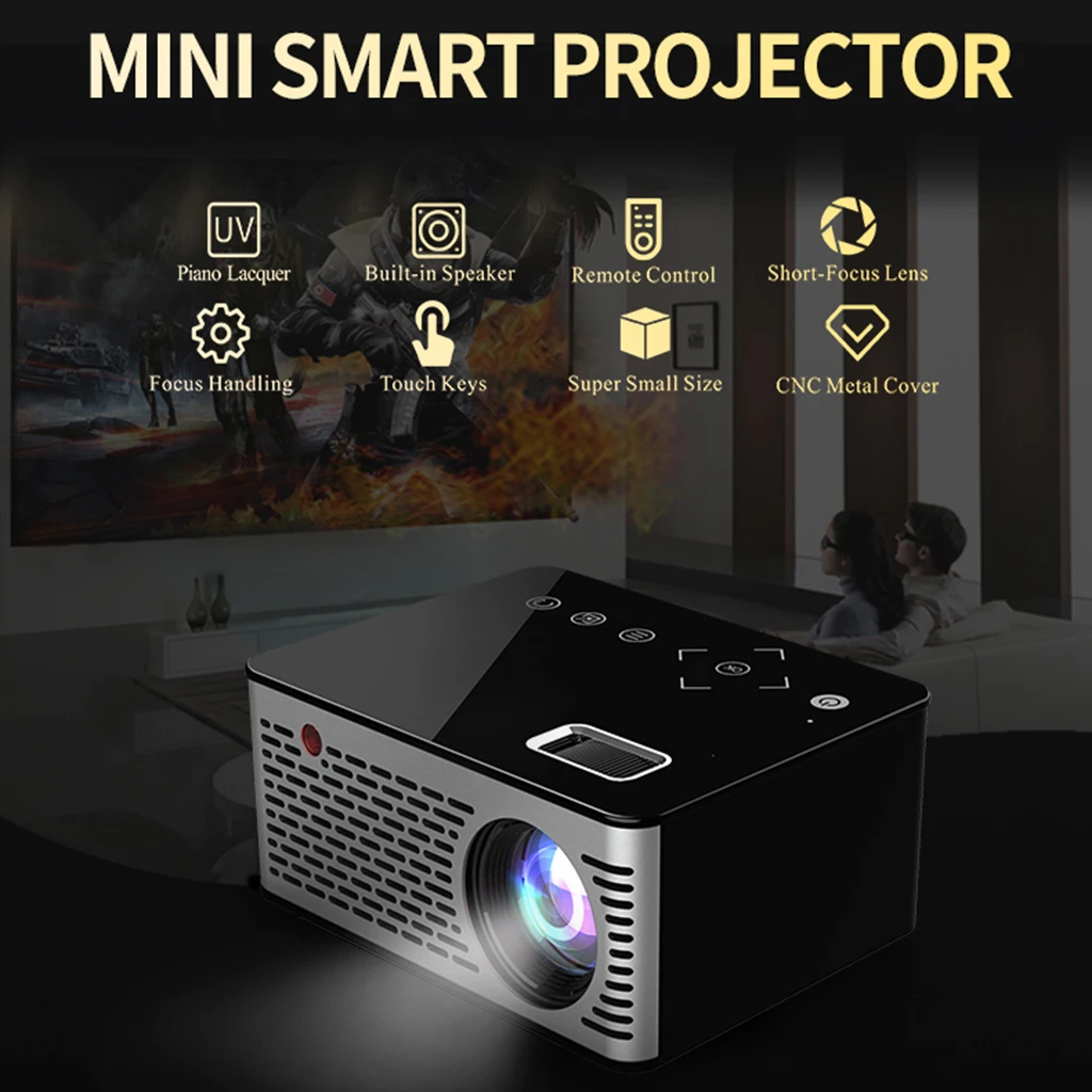 

MagiDeal Mini Projector For Smart Phone Projector With HDMI USB AV Home Theater EU Mini Smart Video Projector