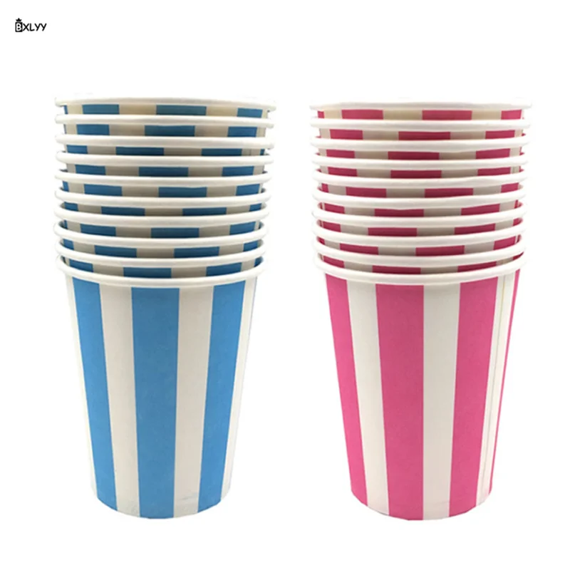 

BXLYY Party Decoration 10pc Striped Disposable Paper Cup 7 Color Home Decoration Accessories Coffee Cup Kitchenware Gadgets.7z