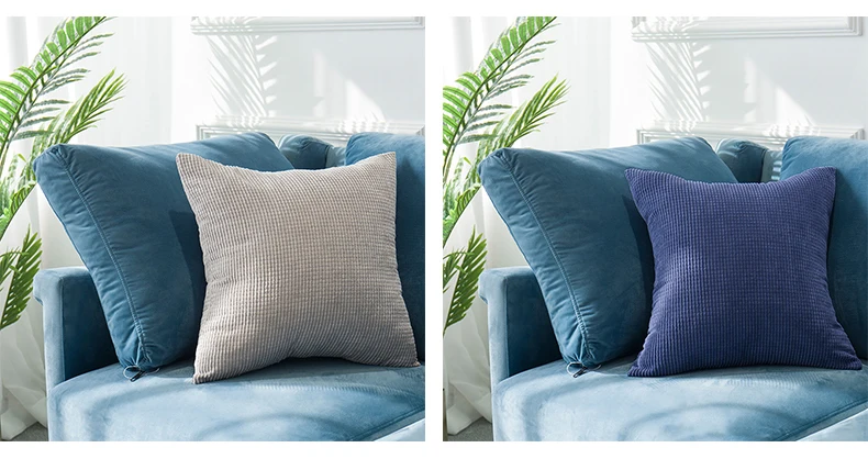 Macaron Color Corduroy Pillow Case Throw Cushion Cover Vintage Pillow Covers for Sofa Home Decorative 45x45cm (11)