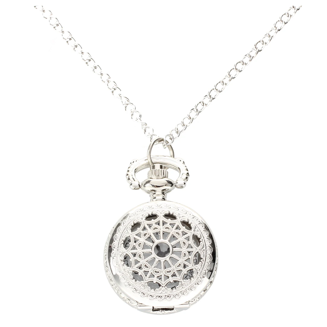 

Men Women Pocket Watch Quartz Silver Alloy Pendant Necklace Pocket Deco