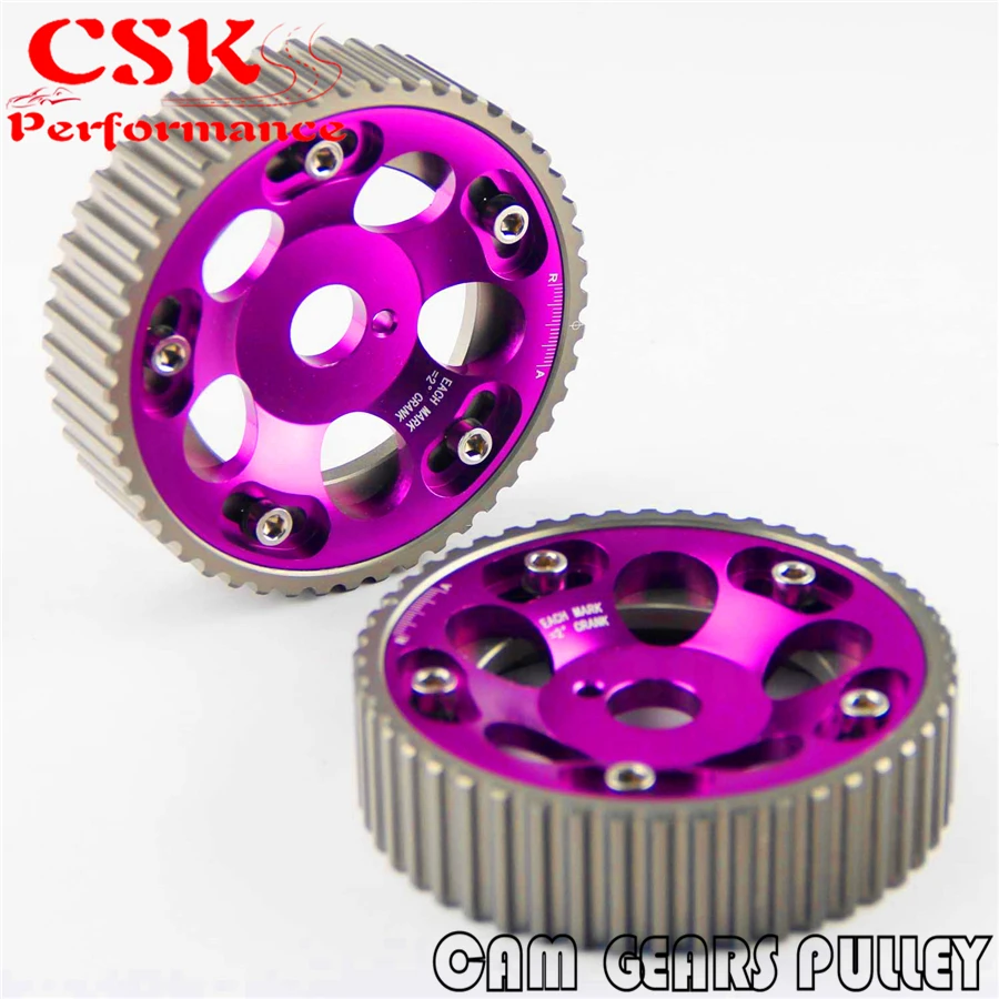 

2Pcs Adjustable Cam Gears Pulley Timing Gear for Toyota Supra 1JZ 2JZ purple