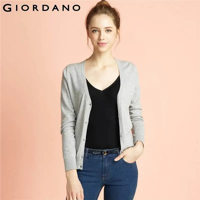 Giordano Women Cardigan Long Sleeves Sweater Cotton Giordano Women Cardigan Long Sleeves Sweater Cotton