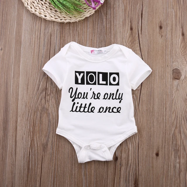 Newborn Kids Baby Boy Girls Clothes Infant Quote Bodysuit Short Sleeve