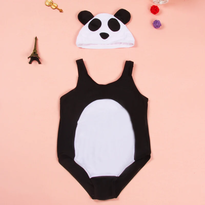 女の子ワンピース水着ベビー水着で は漫画水泳キャップ子供模倣パンダ水着女の子の ため約2 7年 Suit Swim Swimwear Swimmingsuit Suit Aliexpress