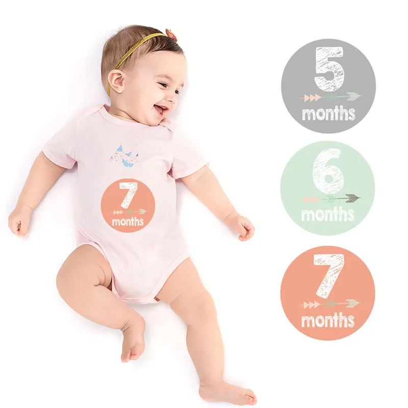 12 Pcs/set Newborn 12 Months Sticker Milestone Blanket with Marker& Milestone Cards for Baby Boy& Girl Applique Sticker