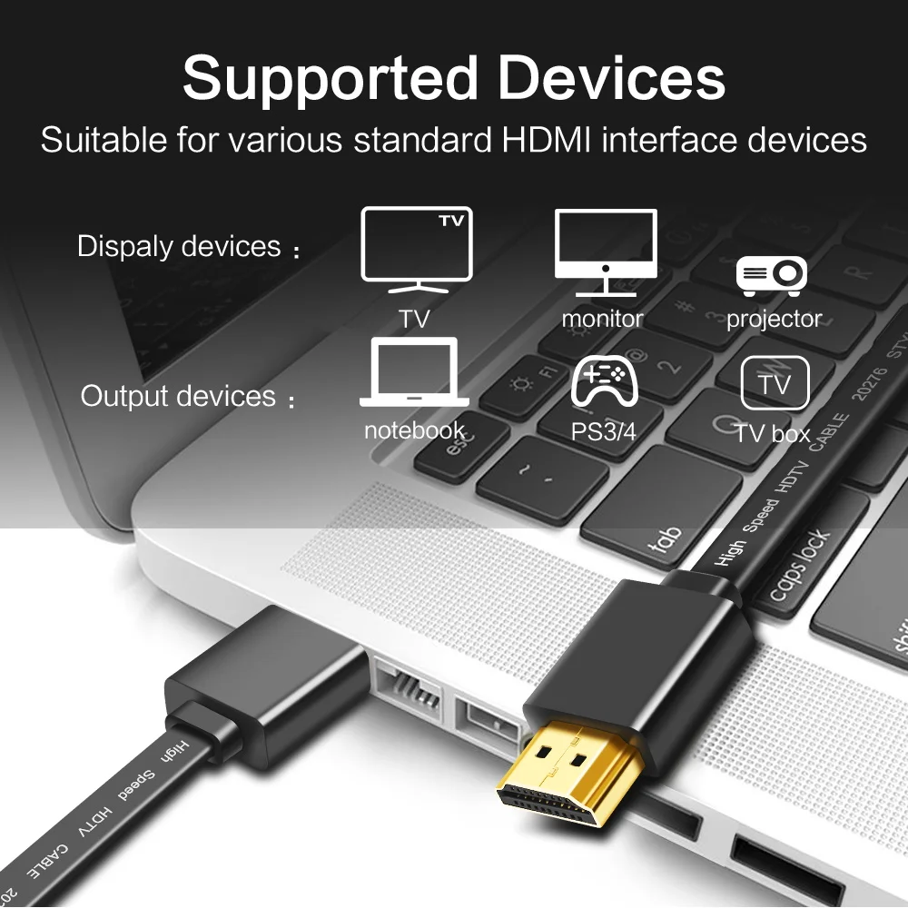 1.4Version High quality thin hdmi Flat cable Gold Plated Plug Male-Male HDMI Cable 1080p 3D  0.3m 0.5M 1M 1.5M