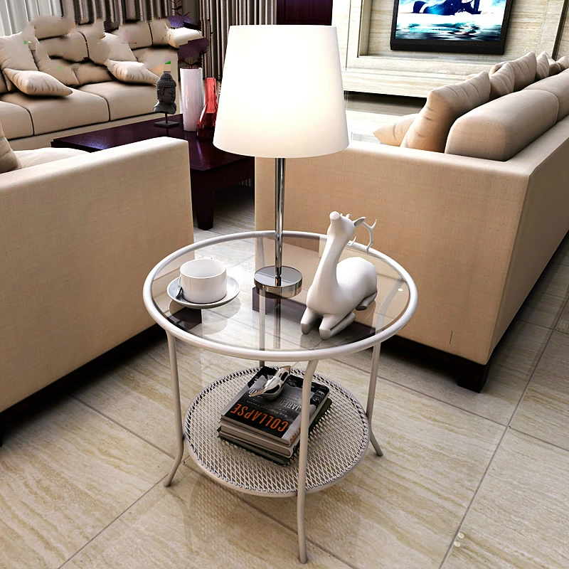 Modern Minimalist Corner Iron Tea Table Room Phone Several Sofa Side Table Tempered Glass Small Round Table Modern Minimalist Corner Iron Tea Table Room Phone Several Sofa Side Table Tempered Glass Small Round Table