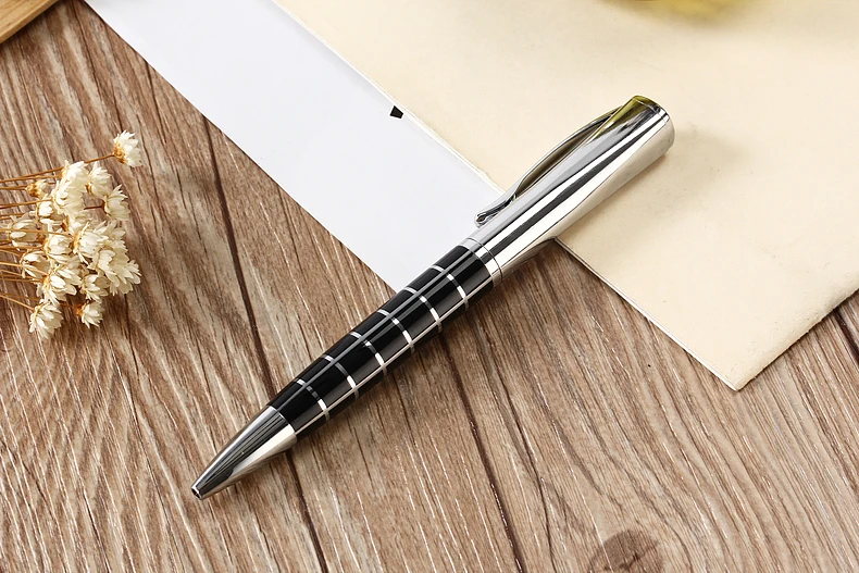 BAIKINGIFT, вращающаяся металлическая шариковая ручка из нержавеющей стали, стальной стержень, масляная ручка, коммерческая канцелярская ручка