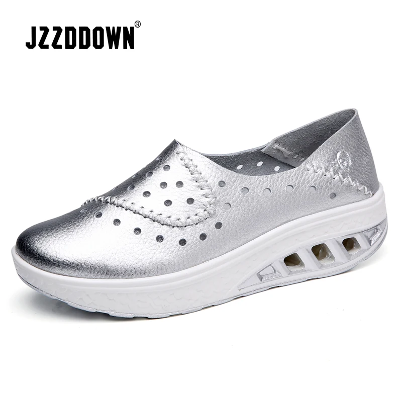 Summer women genuine leather platform sneakers Shoes Woman Hollow ...