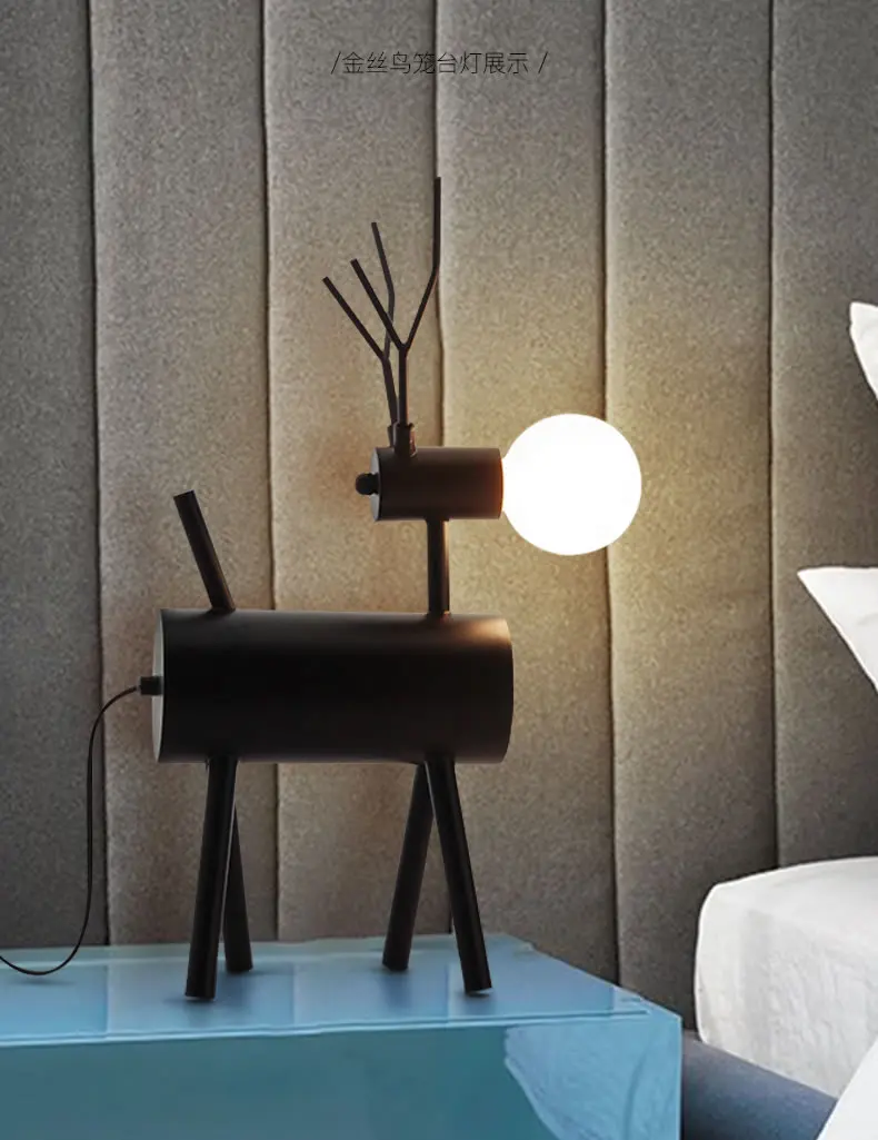 Candeeiro de Mesa para o Quarto Lâmpada de Cabeceira Candeeiro de Mesa Designer Criativo Sala Estar Crianças Quarto Decoração Interior Casa Amizade Cão 5 Luzes e Iluminação