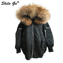 Водонепроницаемая куртка-бомбер, большой капюшон из меха енота, зимняя женская парка, натуральный мех, пальто для женщин, теплая Толстая вышивка, пуховик