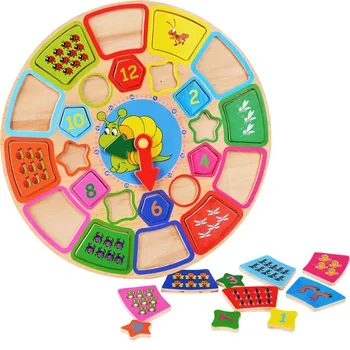 

Wooden Color Multi-function Geometry Shape Party Puzzle Toy Wooden Cognition Toy Children Disassembly Alarm Clock Birthday Gift