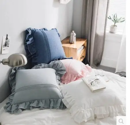 

Nordic modern solid color ruffles fringes cushion cover lumbar pillowcase sofa bed throw pillow cover home decoration