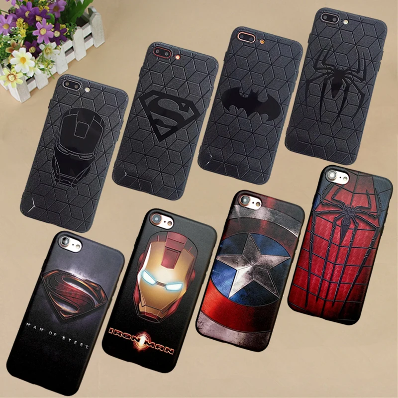 

Marvel Avengers Batman Iron Man Luxury US Suprem Brand 3D Emboss Soft Back Cover Phone Case for iPhone 6 6S 7 8 Plus X XS MAX XR