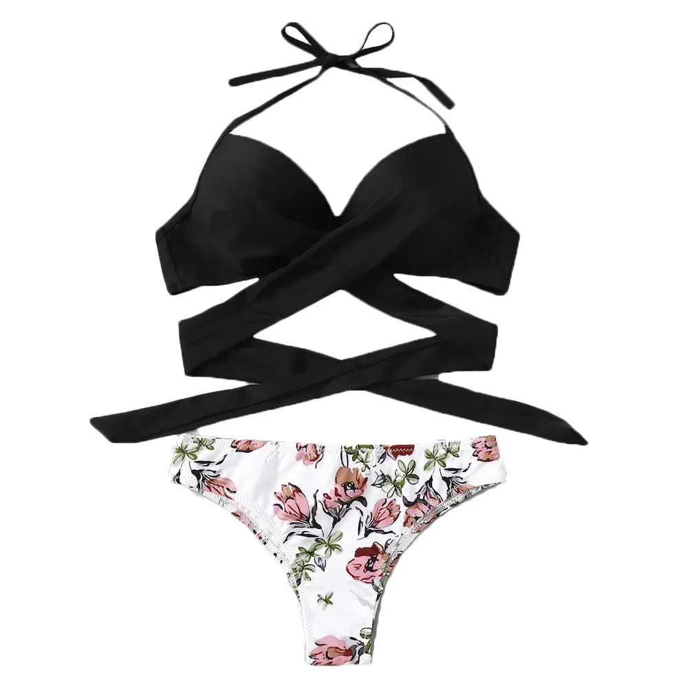 

Women's Swimming Suit 2019 Sexy Bikini Swimsuit Fashion Sexy Women Bikini Padded Swimwear Bandage Print Bathing Beachwear