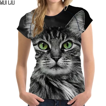 

Customized Black Cat t shirt Women Casual Fashion t-shirt Tops Tees Kawaii Funny 3D Cat Tshirt Womens Girls Clothing Plus Size
