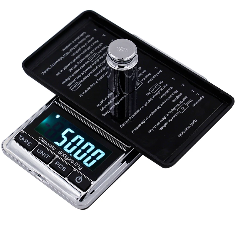 

Mini Kitchen Electronic Scales 500gx0.01g LCD Digital Portable Jewelry Pocket Electronic Scales Grams Kitchen Weighing Balance