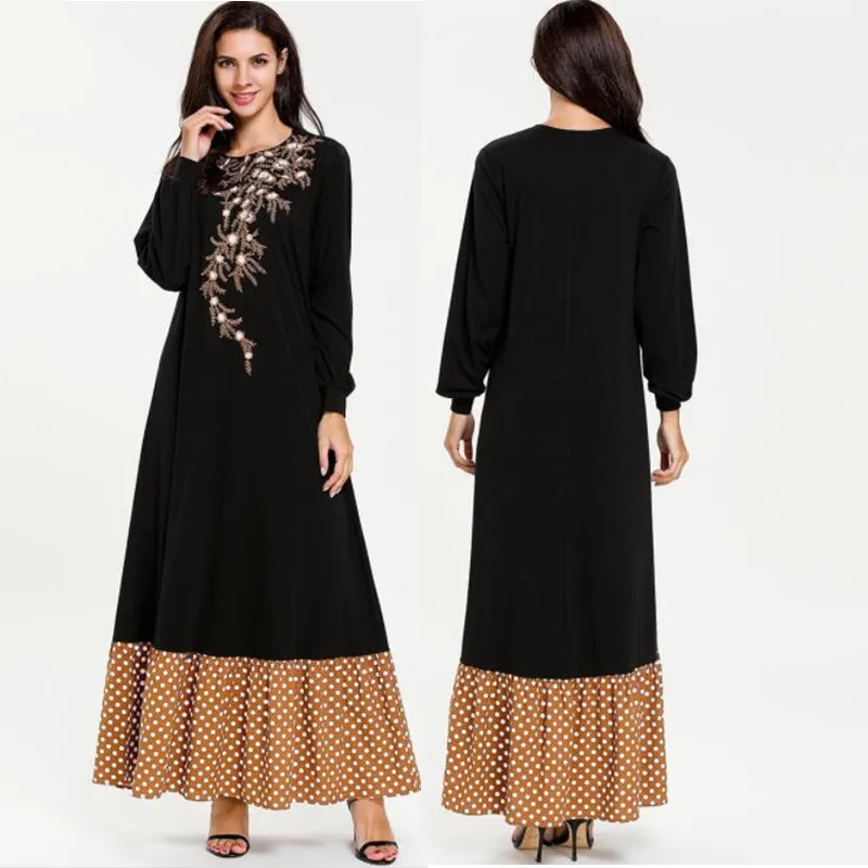 

Muslim Women Long sleeve hijab Dress maxi jalabiya Islamic Dress Women Kaftan Abaya Jilbab Islam Ramadan Gown Robes Plus Size4XL