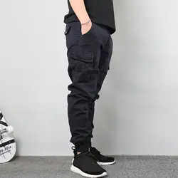 Модные Steetwear мужские джинсы конус брюки черный цвет лодыжки окаймленные укороченные брюки большой карман штаны-карго мужские хип-хоп Jogger